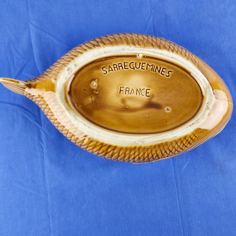 Vintage Majolica Sarreguemines France Service Fish‎ Tureen - 1950s - S - Picture 12 of 13
